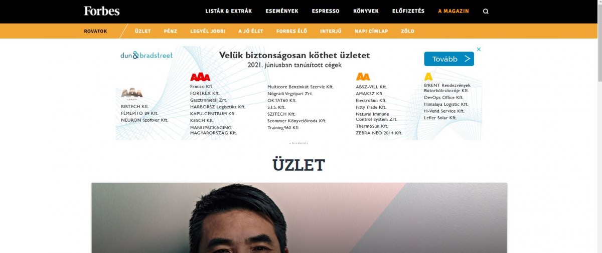 Forbes Magazin megjelenés