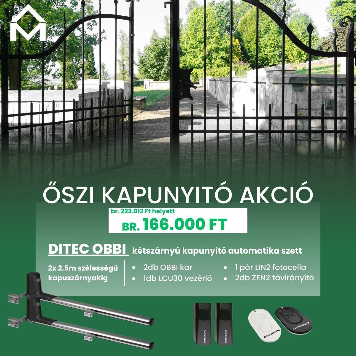 Őszi kapunyitó akció -Ditec ION4 és NEOS400 - Ditec Obbi és PWR25 kapunyitó automatikák